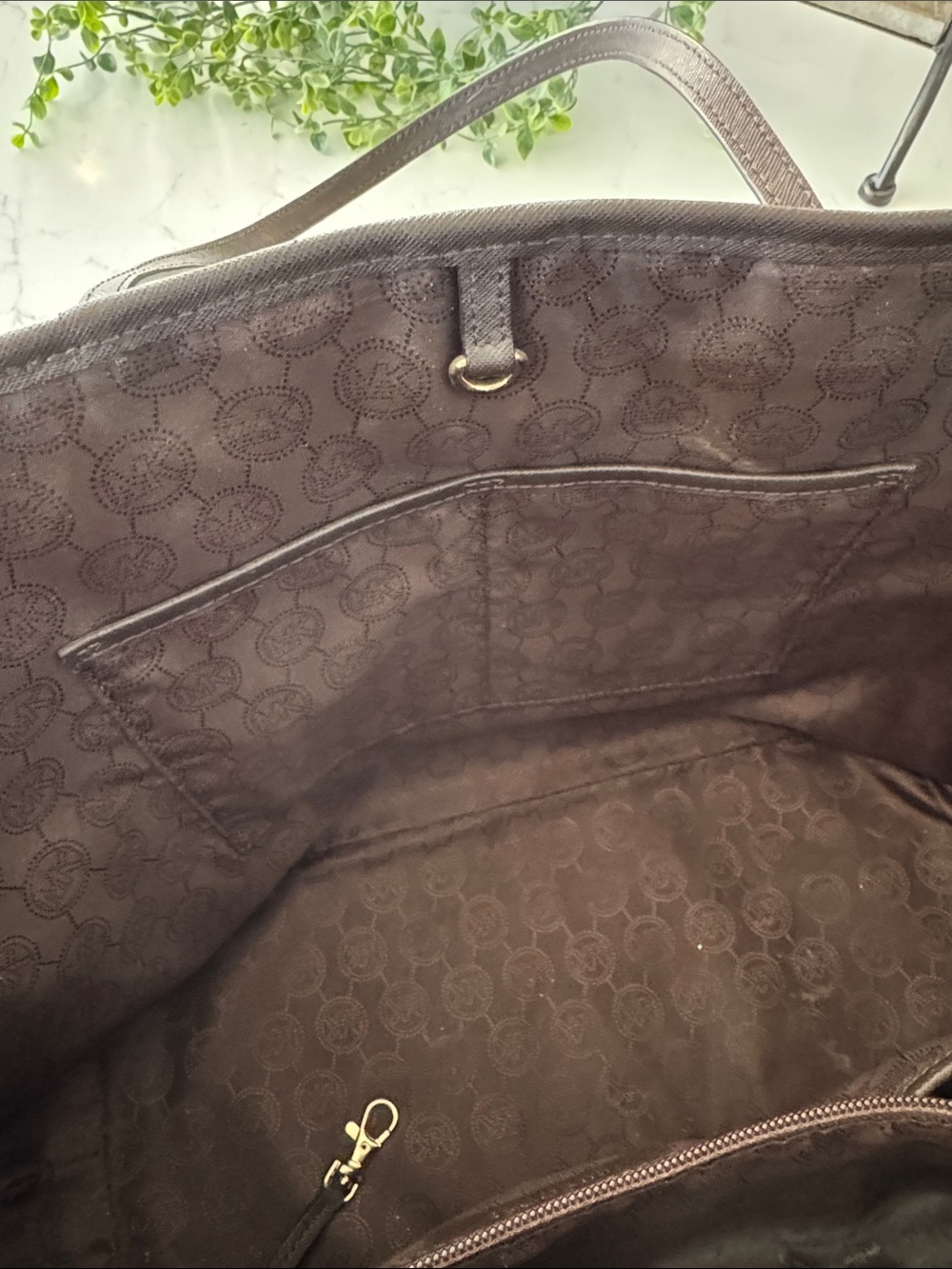 Michael Kors Camouflage Saffiano Tote in Brown, Green and Black - Picture 3 of 4